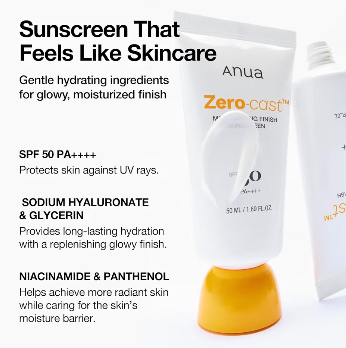 Anua Zero Cast Moisturizing Finish Sunscreen 50ml