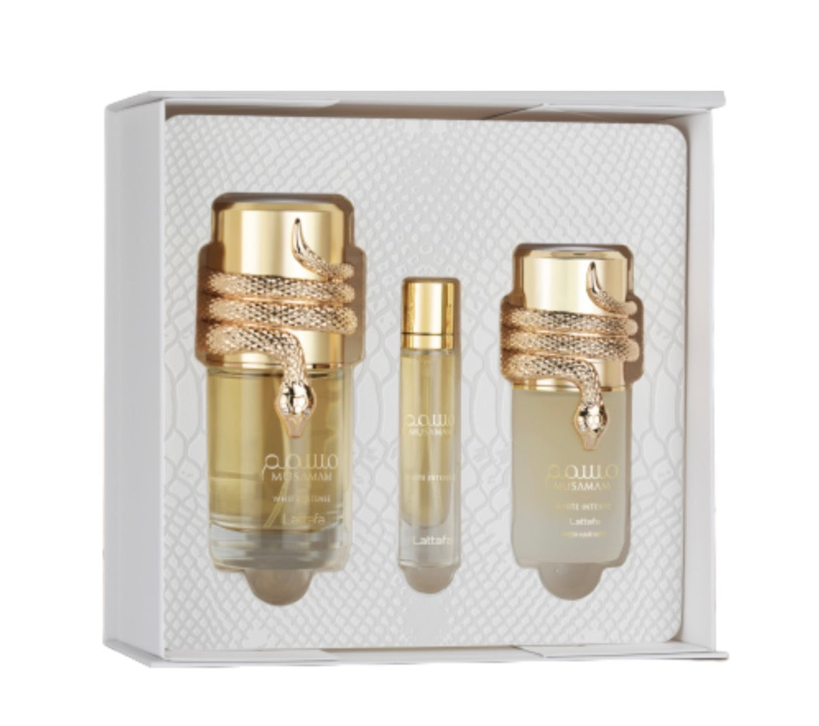 Musamam White Intense Perfume 3pcs Gift Set Lattafa