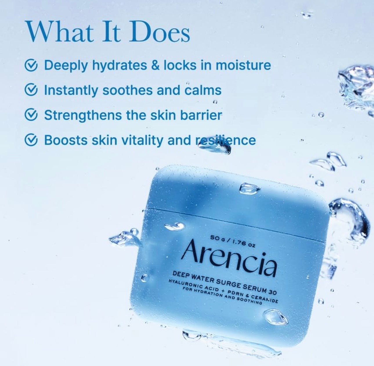 Arencia Deep Water Surge Serum 30ml – Hydrating Hyaluronic Acid Serum for Dry & Dehydrated Skin