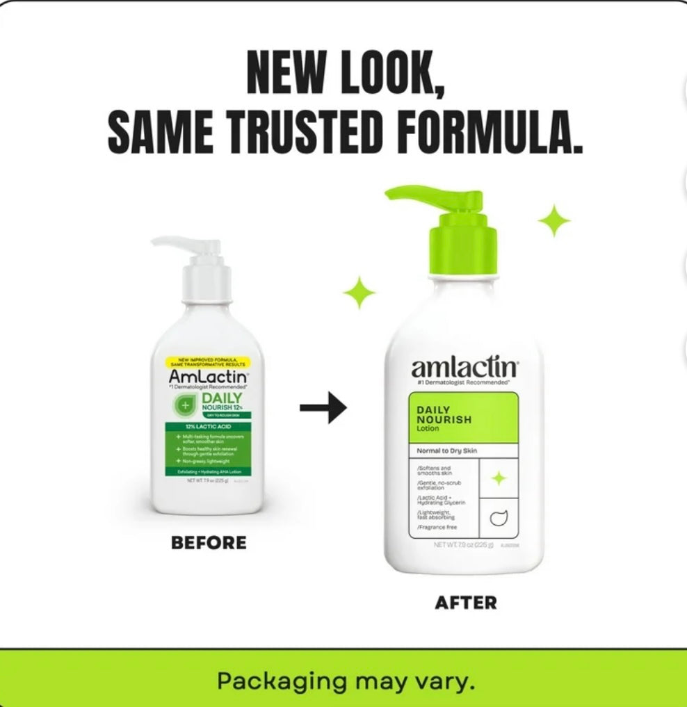 AmLactin Daily Nourish Body Lotion, 12% Lactic Acid for Dry Skin, Exfoliating 225g