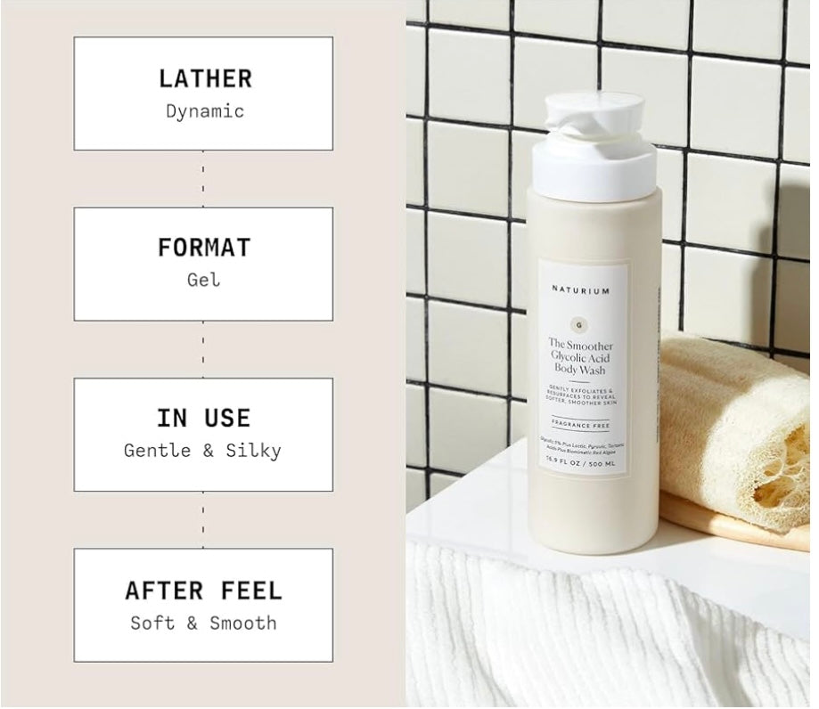 NATURIUM The Smoother Glycolic Acid Exfoliating Body Wash 500ml