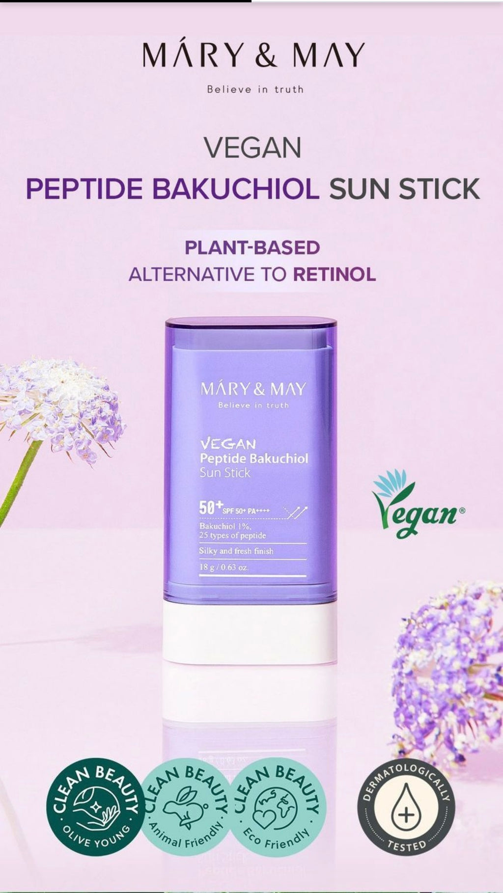 Mary & May  - Vegan Peptide Bakuchiol Sun Stick 18g