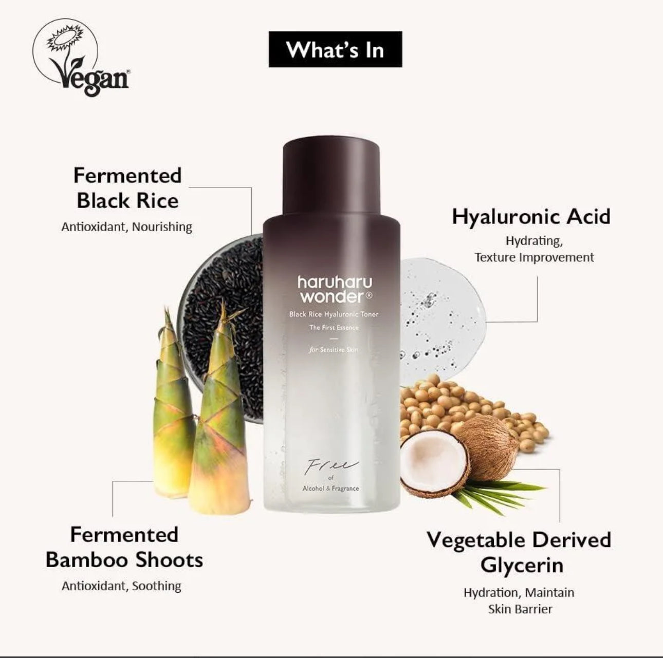 Haruharu Wonder Black Rice Hyaluronic The First Essence for Sensitive Skin Toner 150mls
