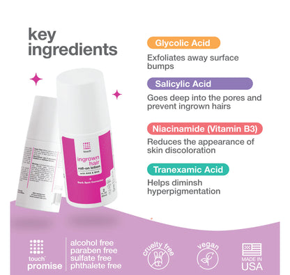 Touch Ingrown Hair Roll-on Lotion with AHA and BHA - 2 oz