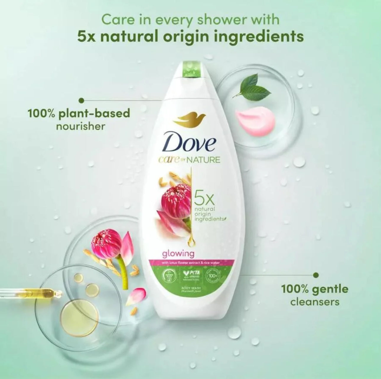 Dove Care By Nature Glowing Lotus Flower Extract And Rice Water Shower Gel - 225ml
