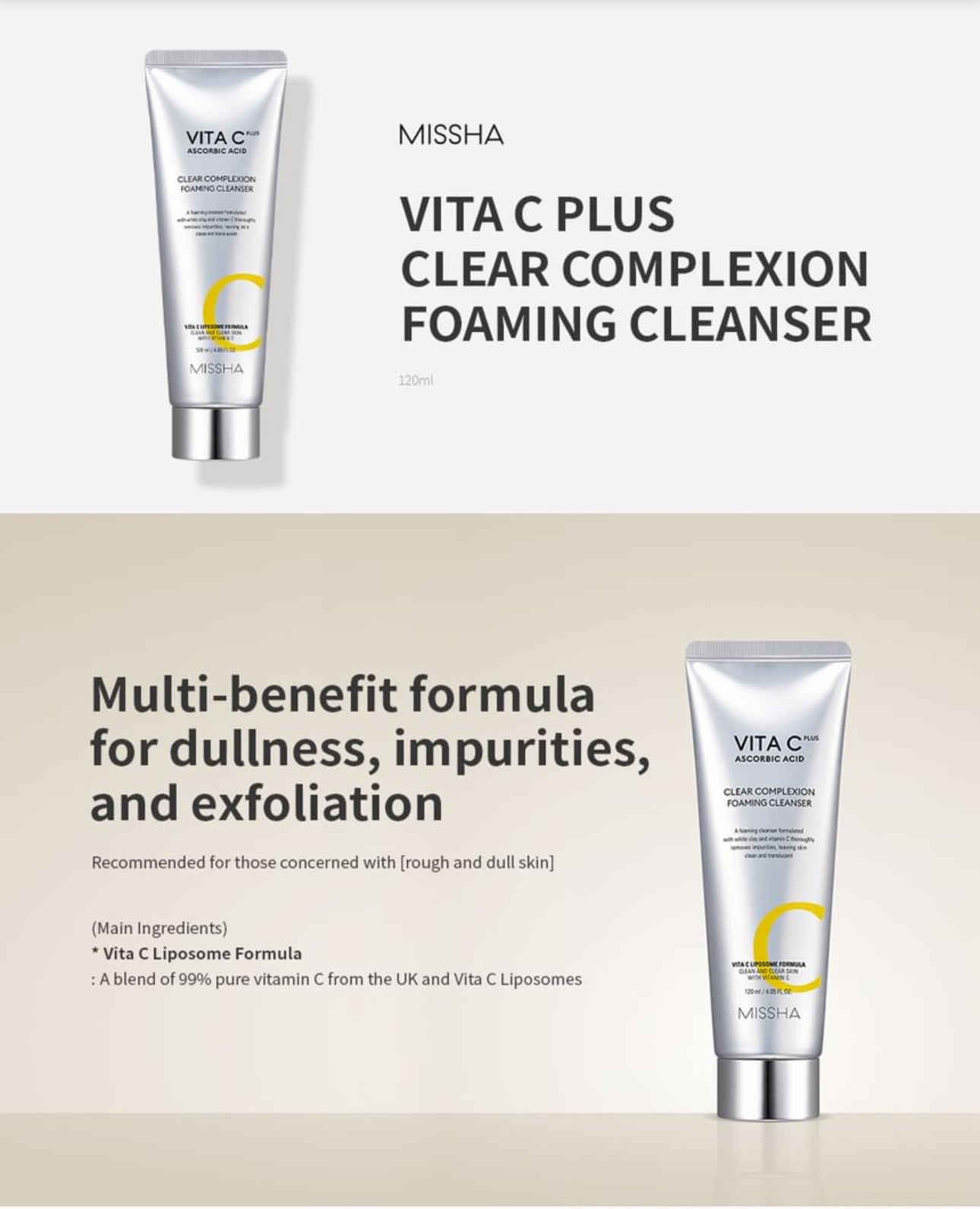 MISSHA - Vita C Plus Clear Complexion Foaming Cleanser 120mls